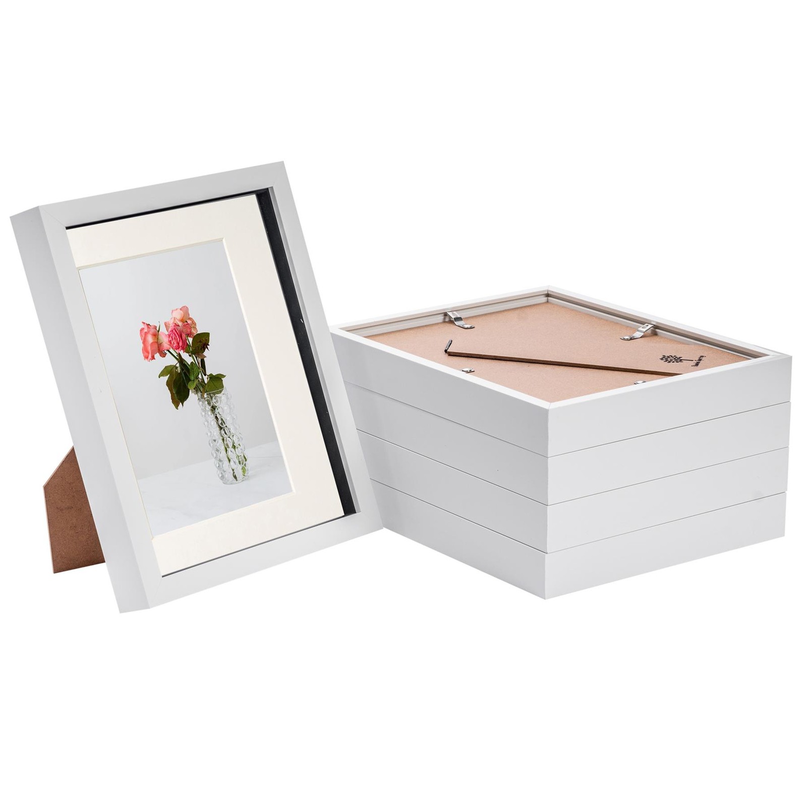 5x 3D Box Photo Frames Picture Display 8 x 10" with 5 x 7" Mount White/Ivory