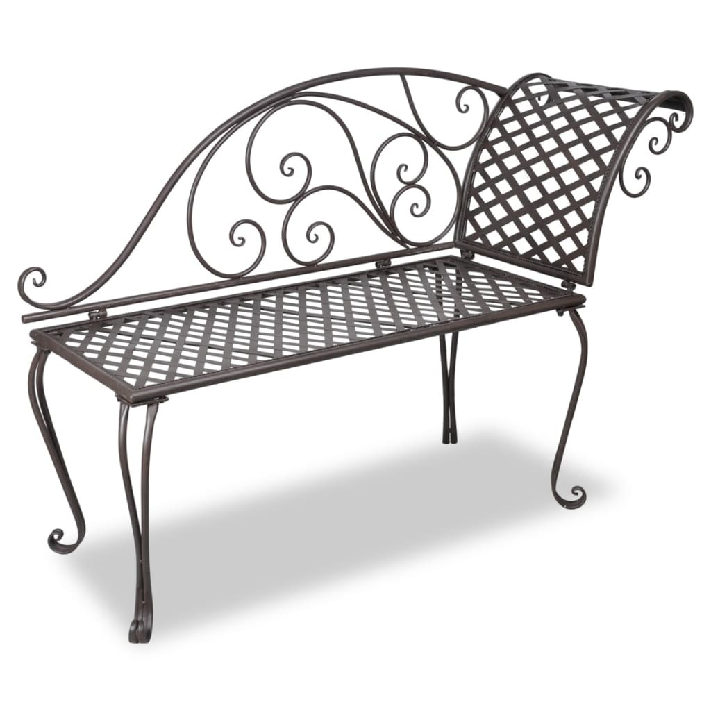 Garden Chaise Lounge 128cm Steel Antique Brown Outdoor Bench Seat Chair vidaXL