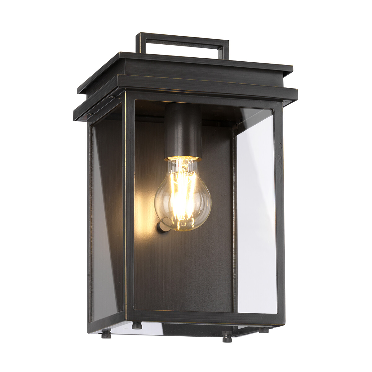 Outdoor IP44 1 Bulb Wall Light Lantern Antique Bronze LED E27 60W d00745