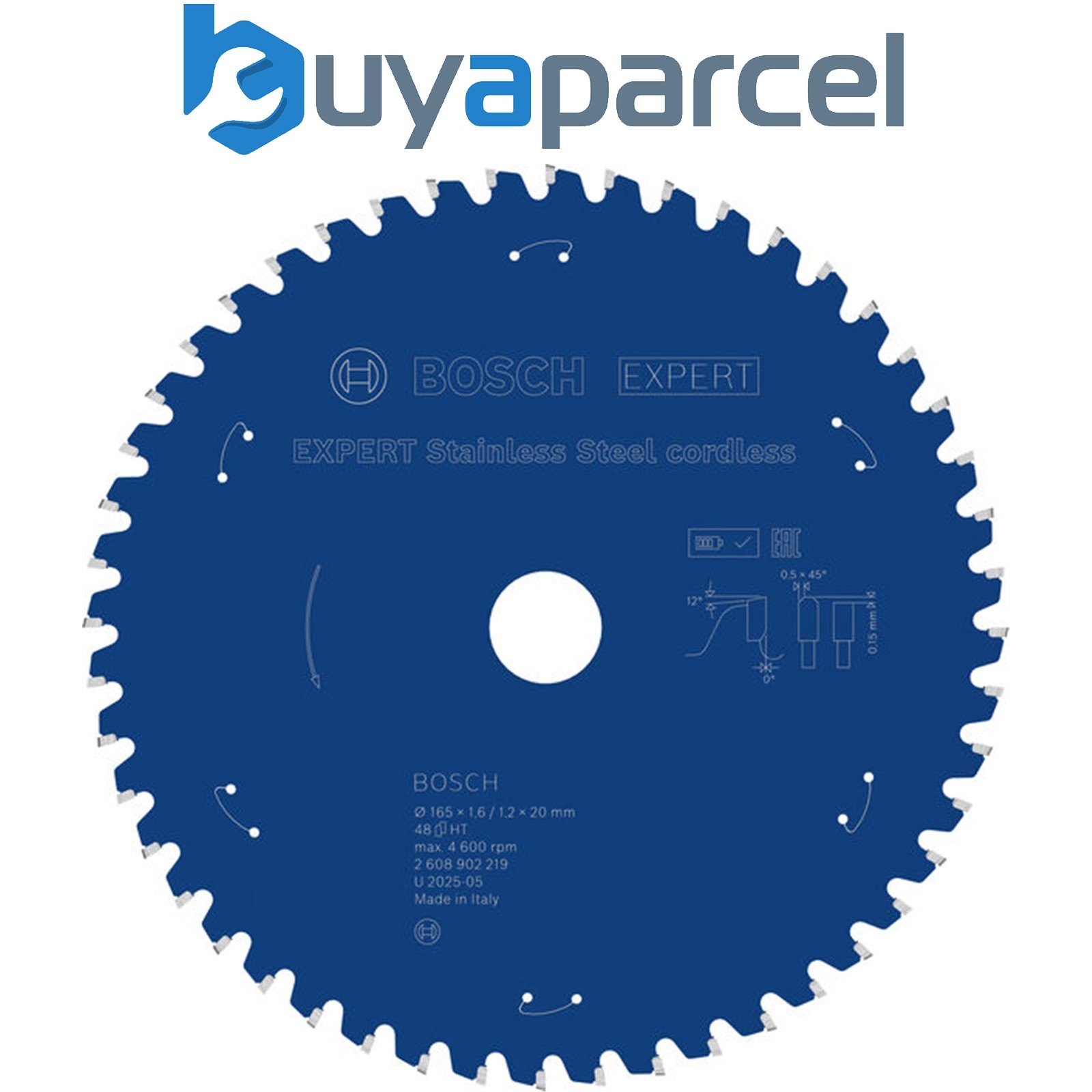 Bosch Stainless Steel Circular Saw Blade 165 x 1.6/1.2 x 20 mm T48 2608902219