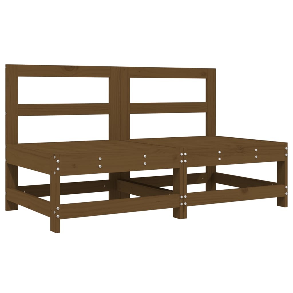 Garden Middle Sofas Outdoor Sofa 2 pcs Honey Brown Solid Wood Pine vidaXL