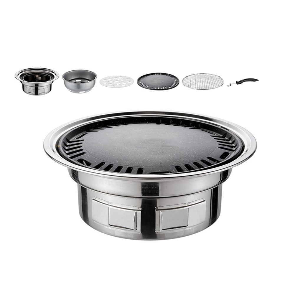 13 Inch Korean BBQ Grill Multifunctional Charcoal Barbecue Grill Portable1672
