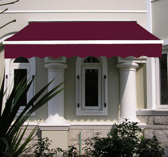 2 x 1.5M Patio Awning Manual Canopy Sun Shade Retractable Shelter Wine Red