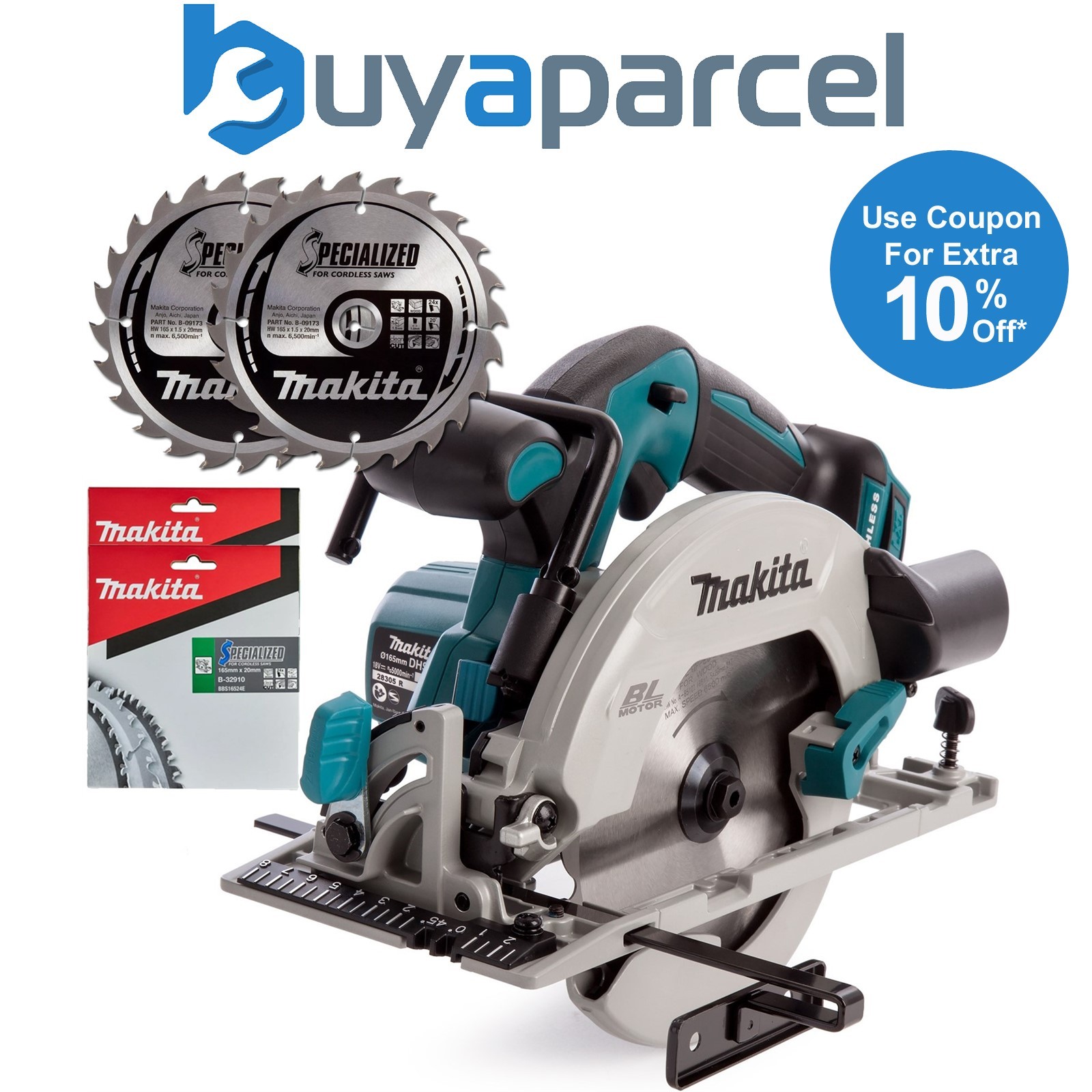 Makita DHS680Z 18v Lithium Brushless Circular Saw 165mm - 2 x Specialized Blade