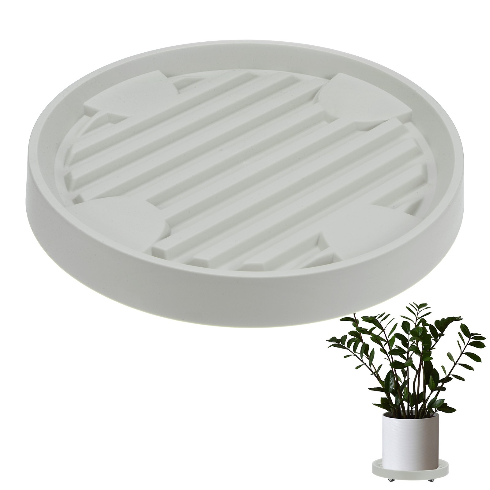 1Pcs Plant Stand with Wheels, 11 Inch Round Indoor Planter Mover Trolley Beige