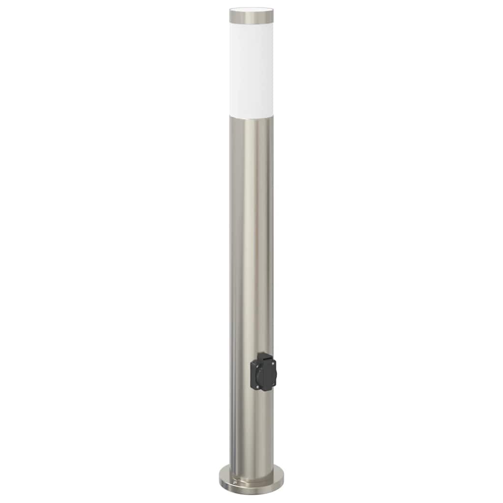 Bollard Light with Outlet 80cm Stainless Steel IP44 Outdoor Garden Socket vidaXL