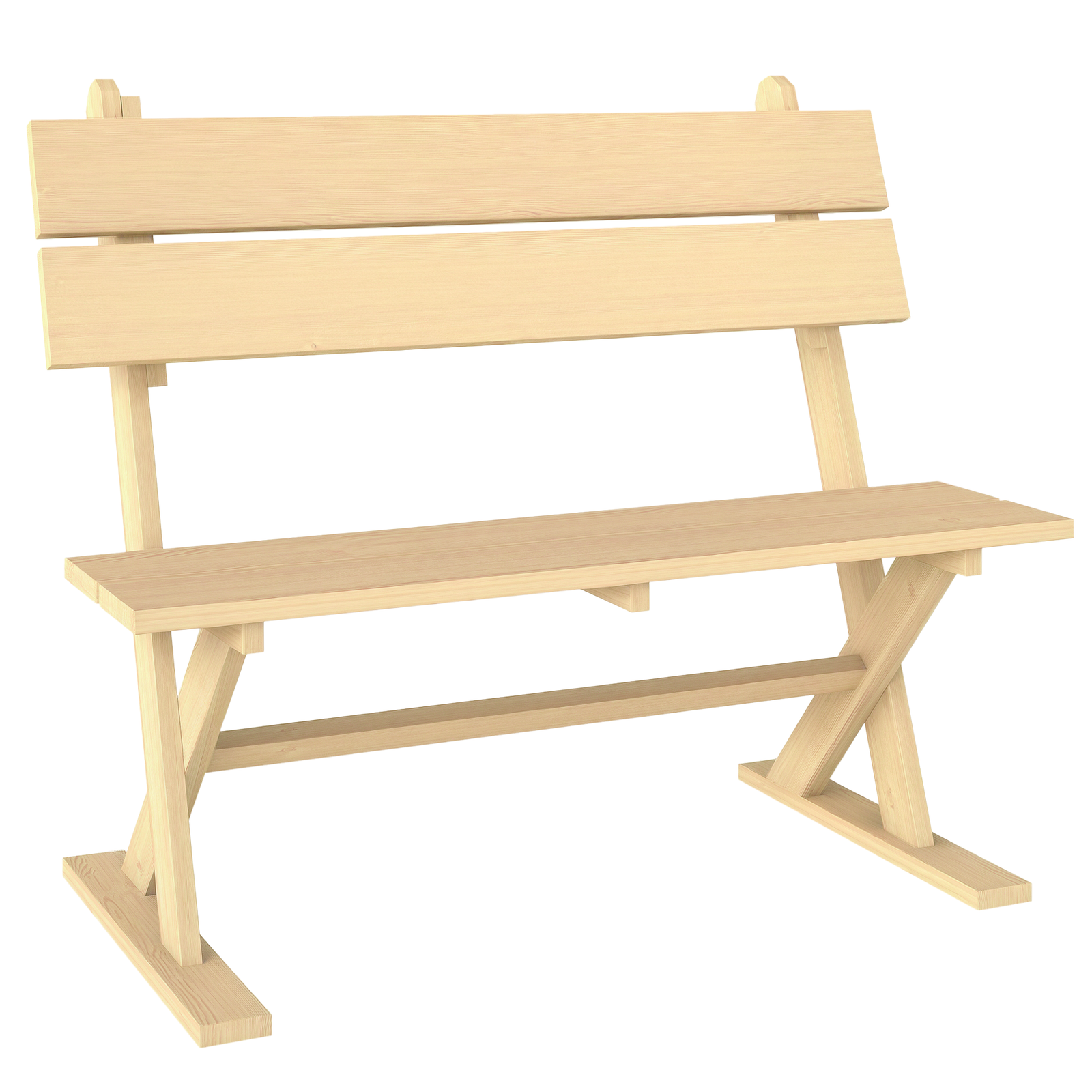 Outsunny 2 Seater Wooden Garden Bench Outdoor Loveseat with Back, Natural