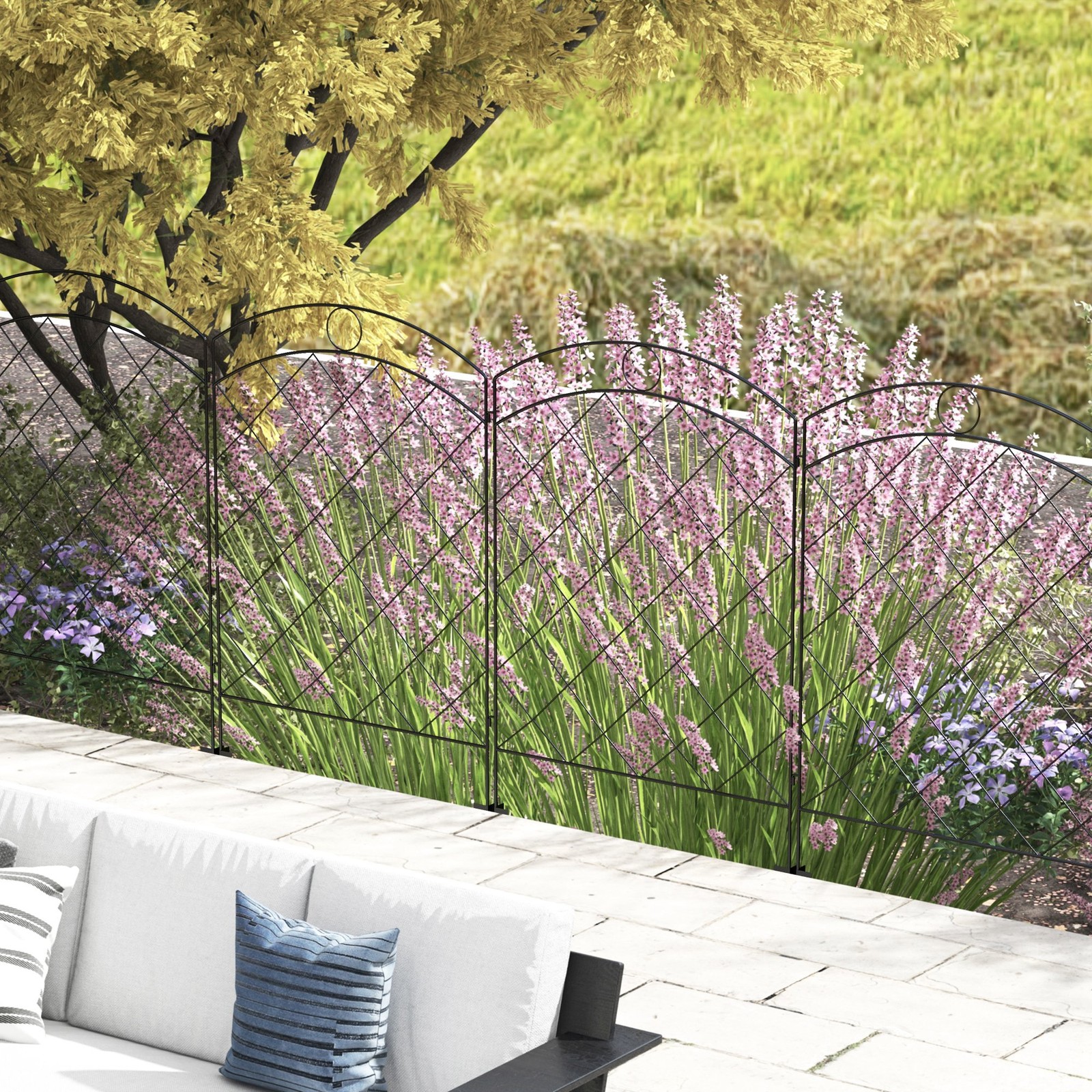 Garden Fencing Panels, 43in x 11.4ft Flower Bed Border Edging Animal, Steel