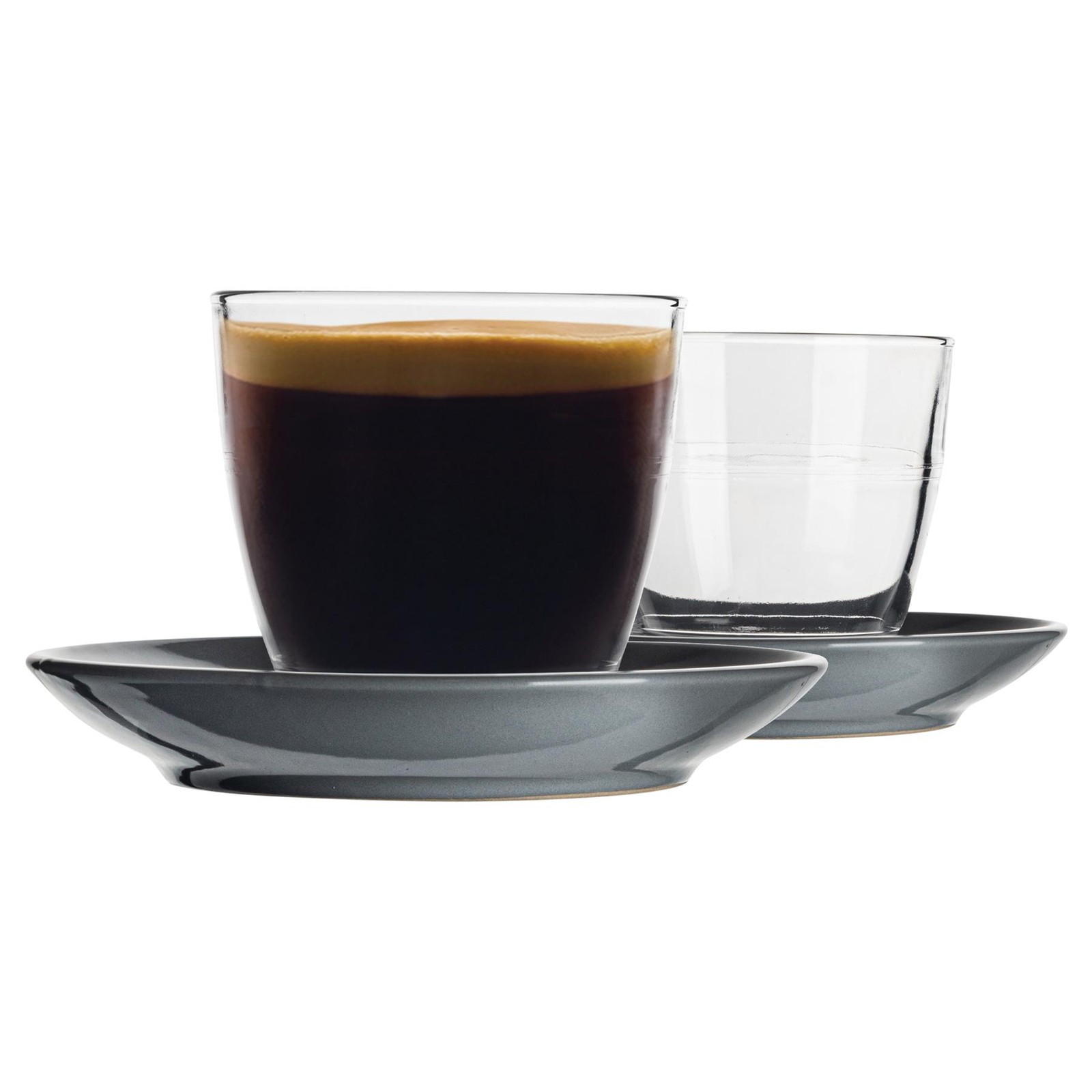 12 Piece Gigogne Mismatched Coffee Cup & Saucer Set Tumbler Mug Latte 220ml Grey