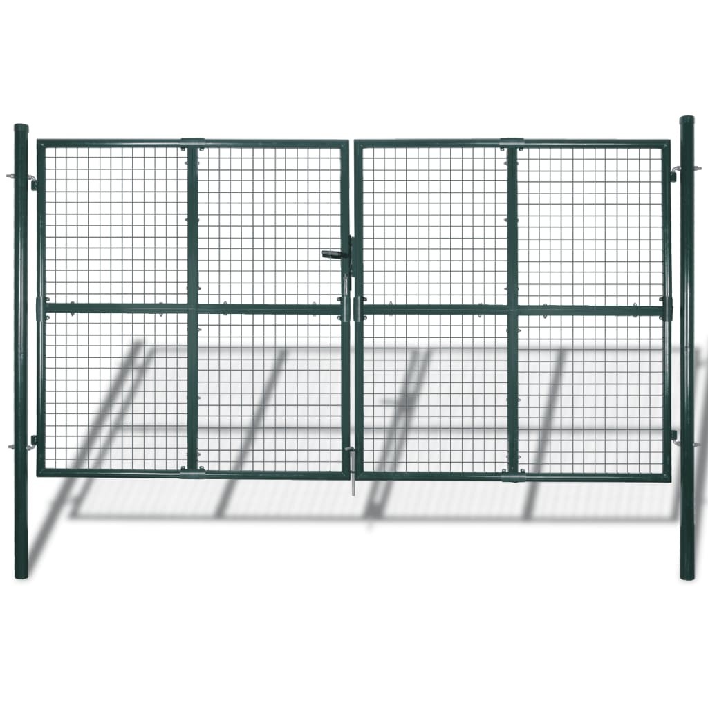 Double Door Fence Gate 300x150 cm Powder-Coated Steel vidaXL