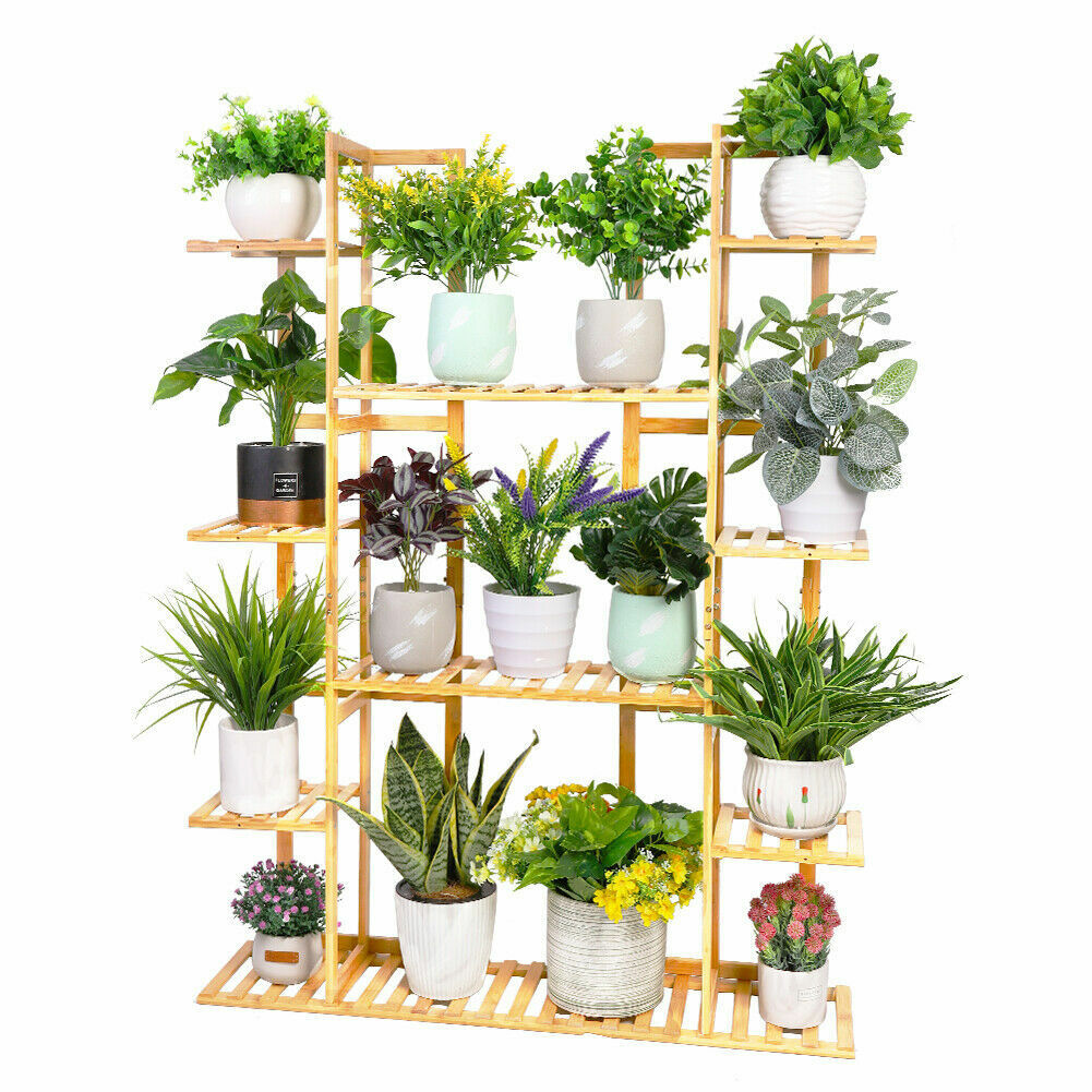 Moisture-proof Wooden Plant Pot Stand Rack Rustproof Flower Bonsai Display Shelf