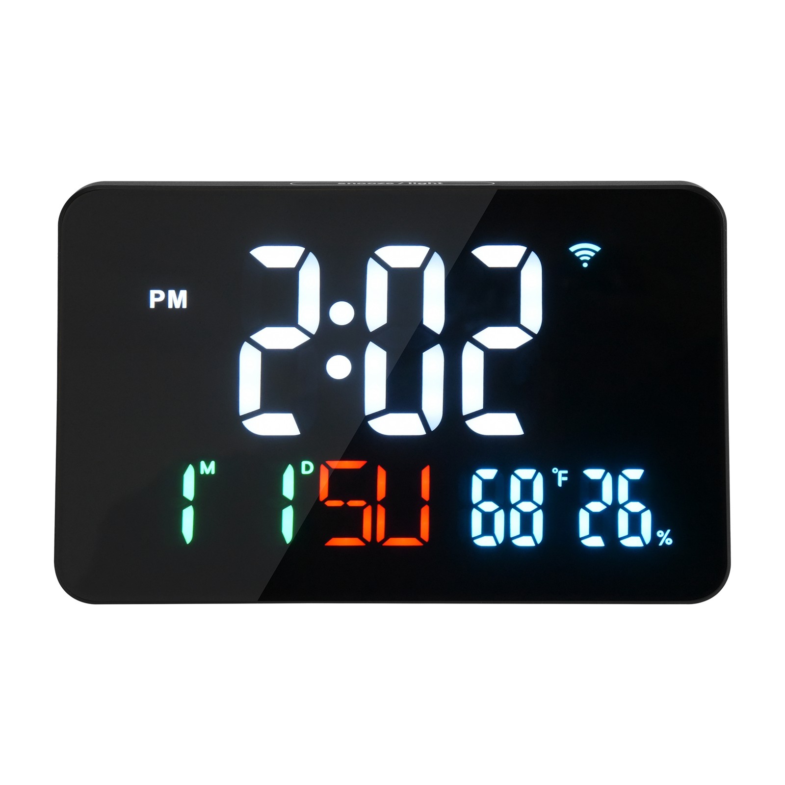 Digital Clock Alarm Clock WiFi Clock, Extra Letters, Temperature and8916