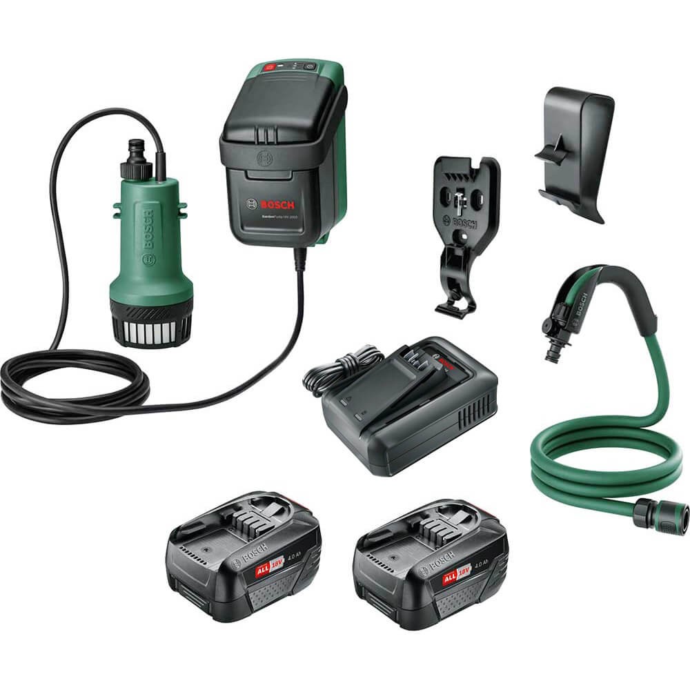 Bosch GARDENPUMP 18-2000 P4A 18v Cordless Submersible Water Pump 2 x 4ah Li-ion