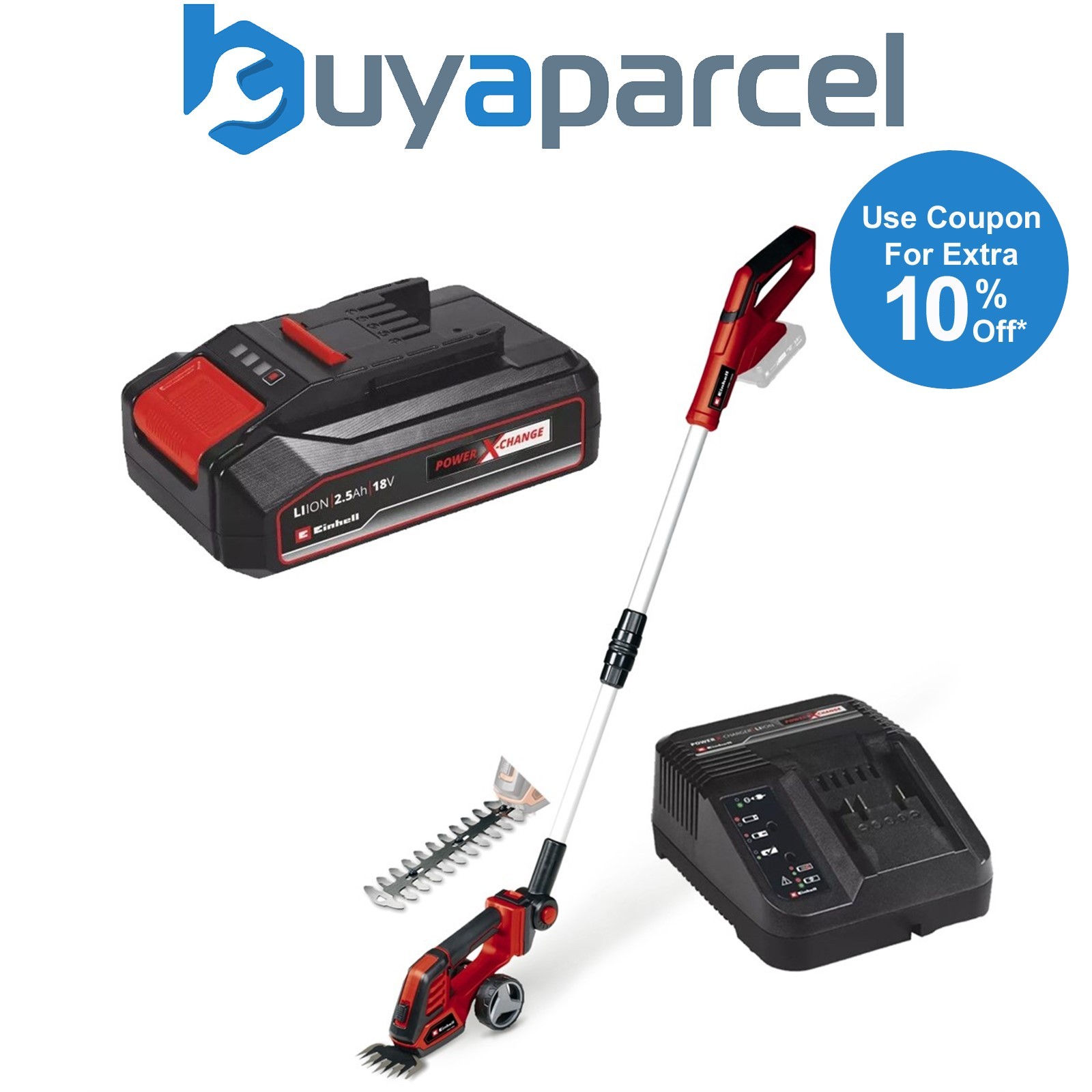 Einhell 18v Cordless Grass Shear Pruner Hedge Cutter GE-CG +2.5AH Battery Kit