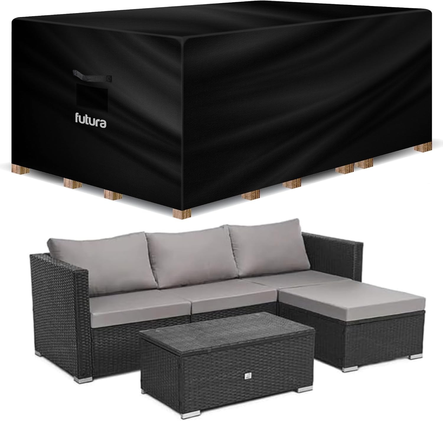 Futura Premium Rectangular Garden Furniture Covers Waterproof 213x132x72cm, Hea