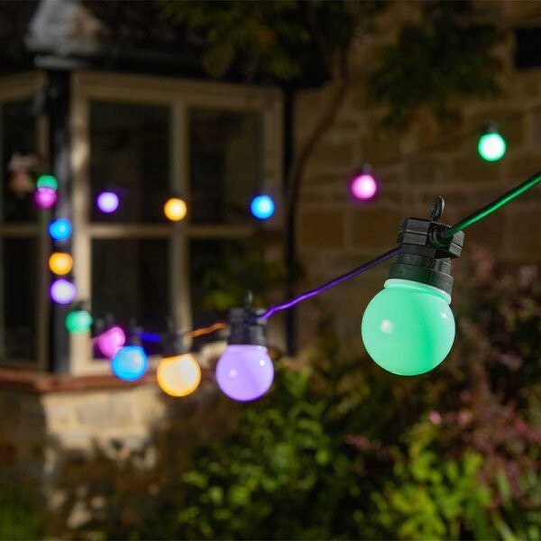20 Outdoor String Lights LED Multi Coloured Mains Powered Garden Party Wedding