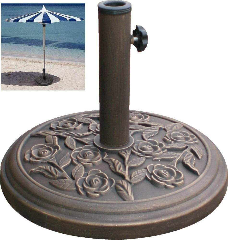 Cast Iron Effect Heavy Duty Metal Garden Banana Parasol Base Bronze Patio Stand