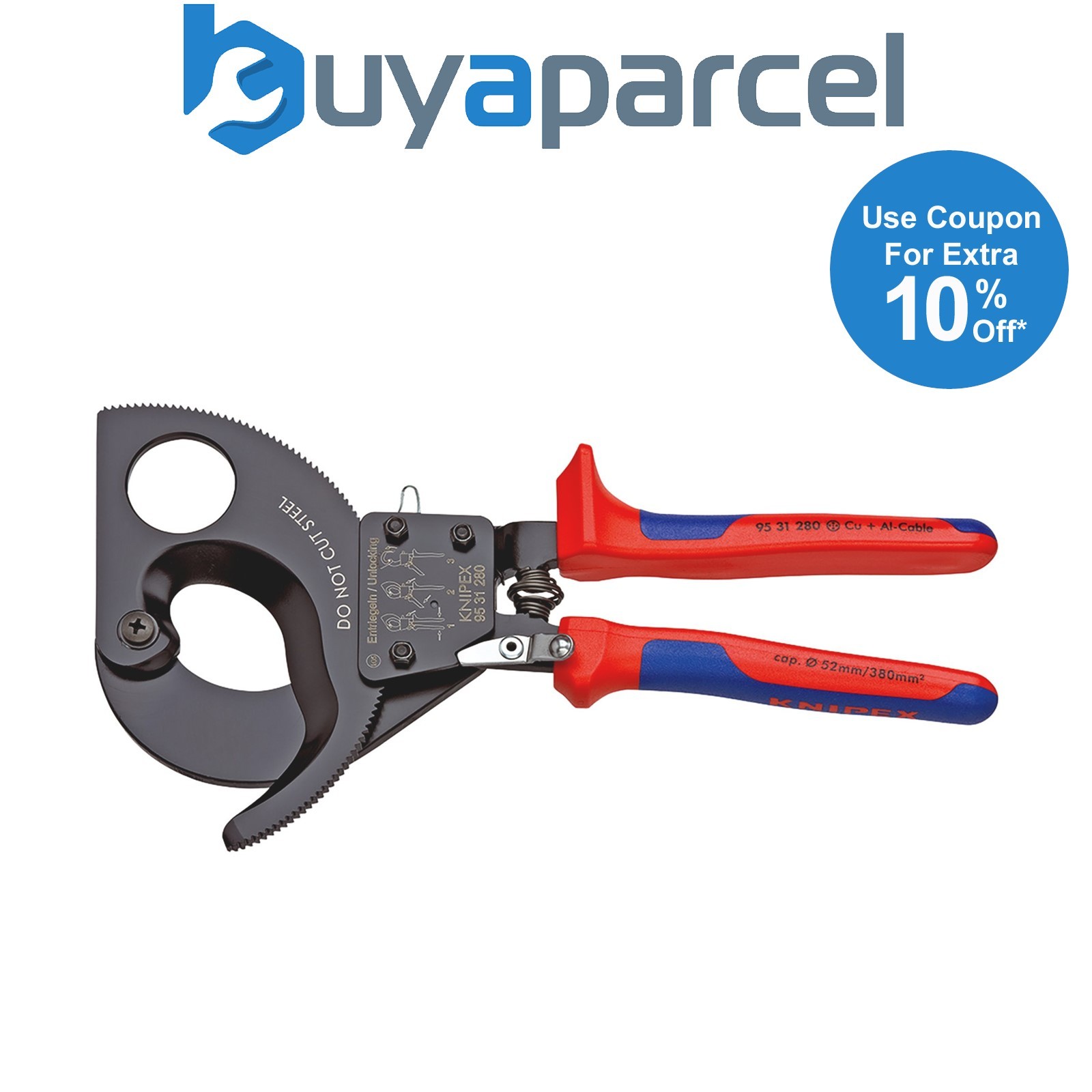 Draper 18557 KNIPEX 95 31 280 Ratchet Action Cable Cutter, 280mm
