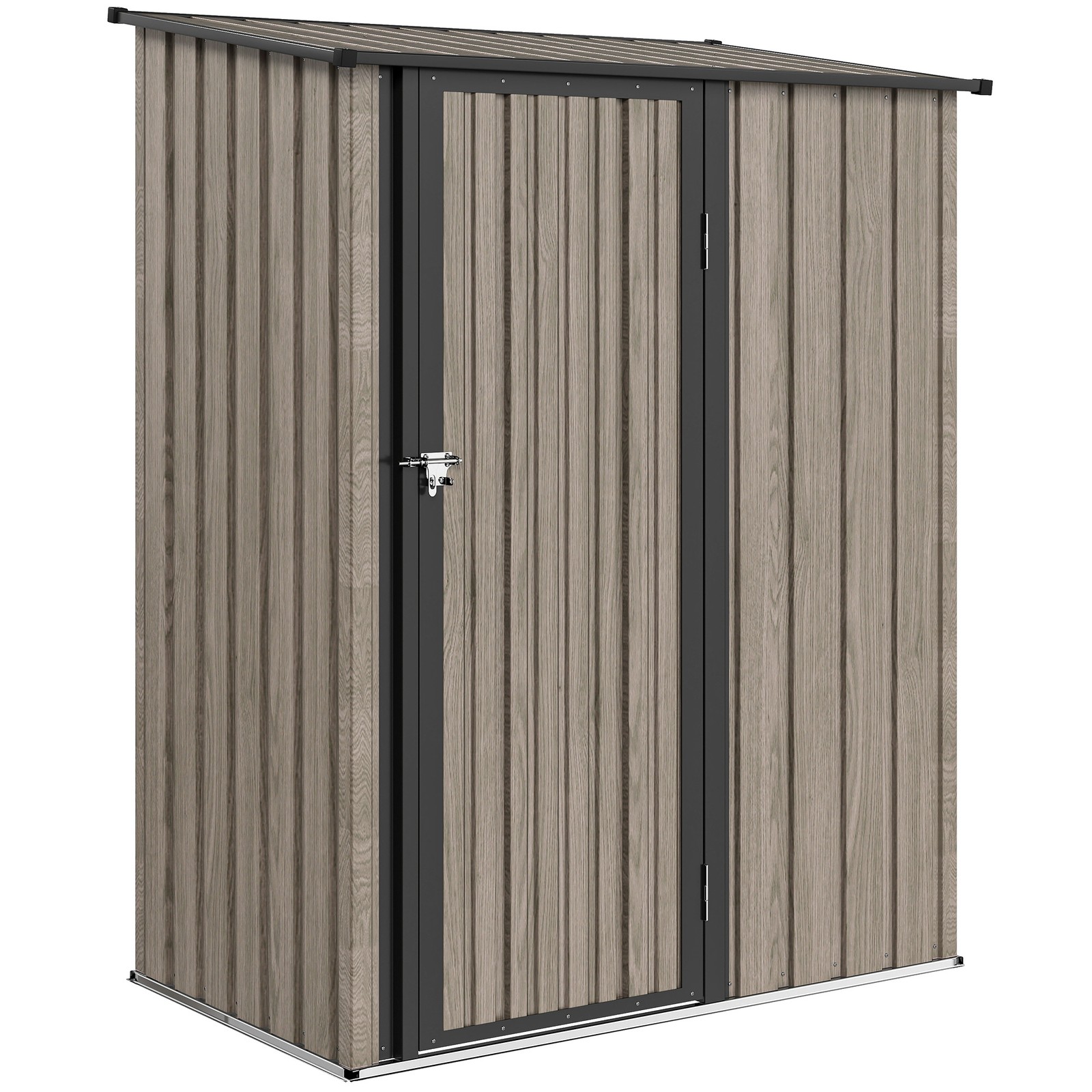 Outsunny Outdoor Storage Shed Steel Garden Shed w/ Lockable Door Light Grey
