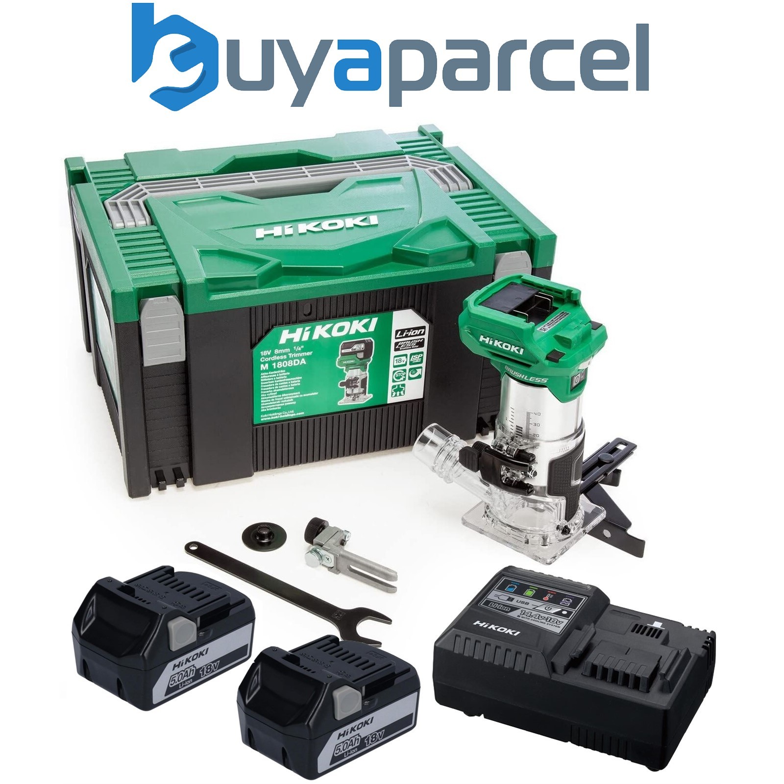 Hikoki M1808DAJ 1/4in Cordless Router Trimmer 18V 2 x 5.0Ah Li-ion Cased Kit