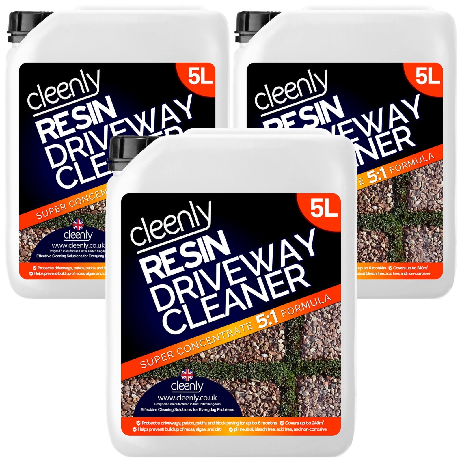 Cleenly Resin Driveway Cleaner Patio Mould Algae Remover Liquid Drive Tarmac 15L