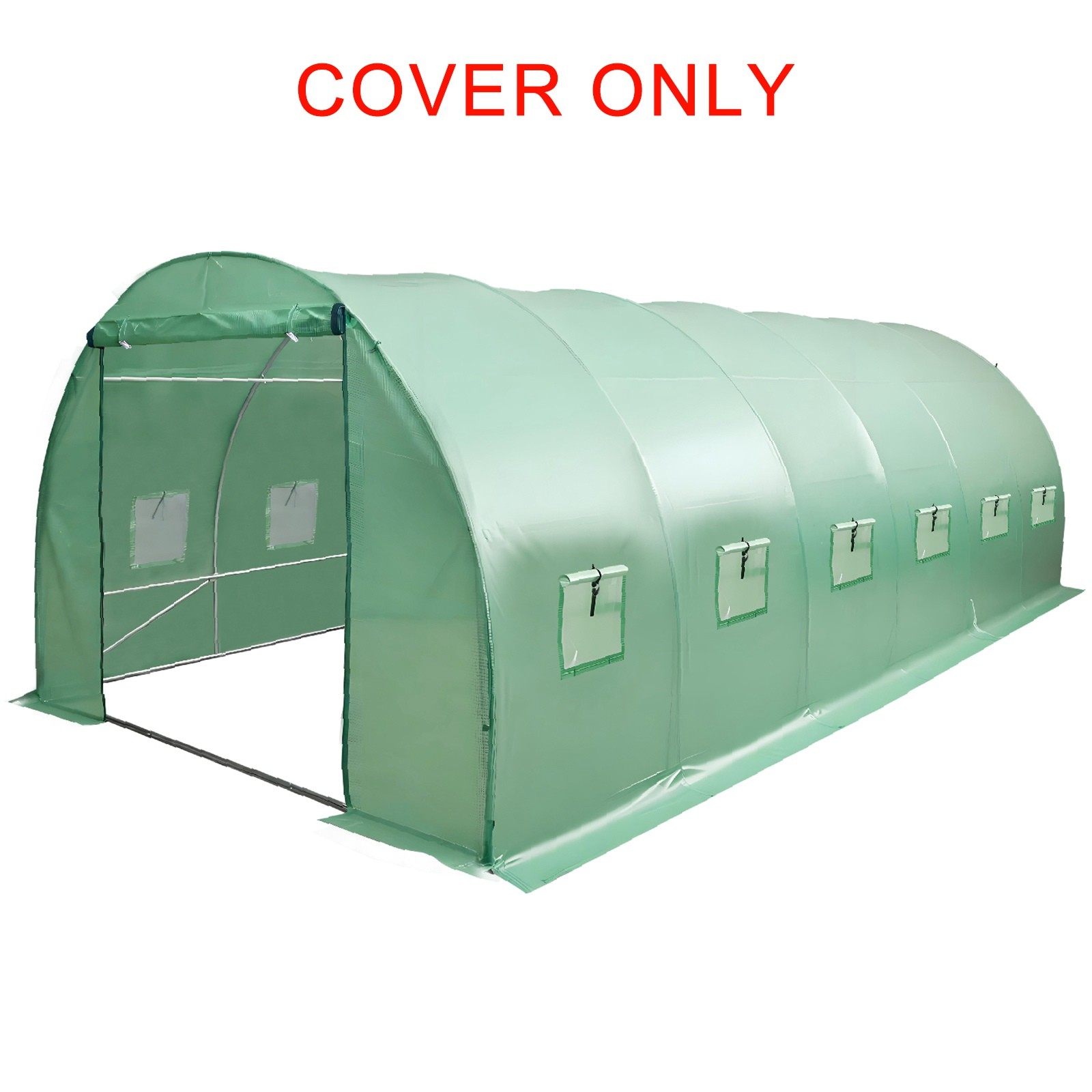 Polytunnel Cover Replacement Greenhouse PE Plant Grow Sheet Zipped Door 6X3X2M