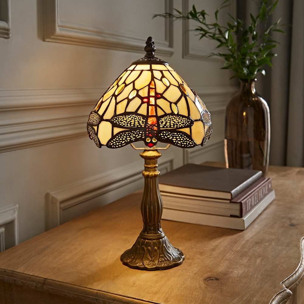 Tiffany Design Table Lamp Traditional Stained Glass Living Room Light LED Bulb