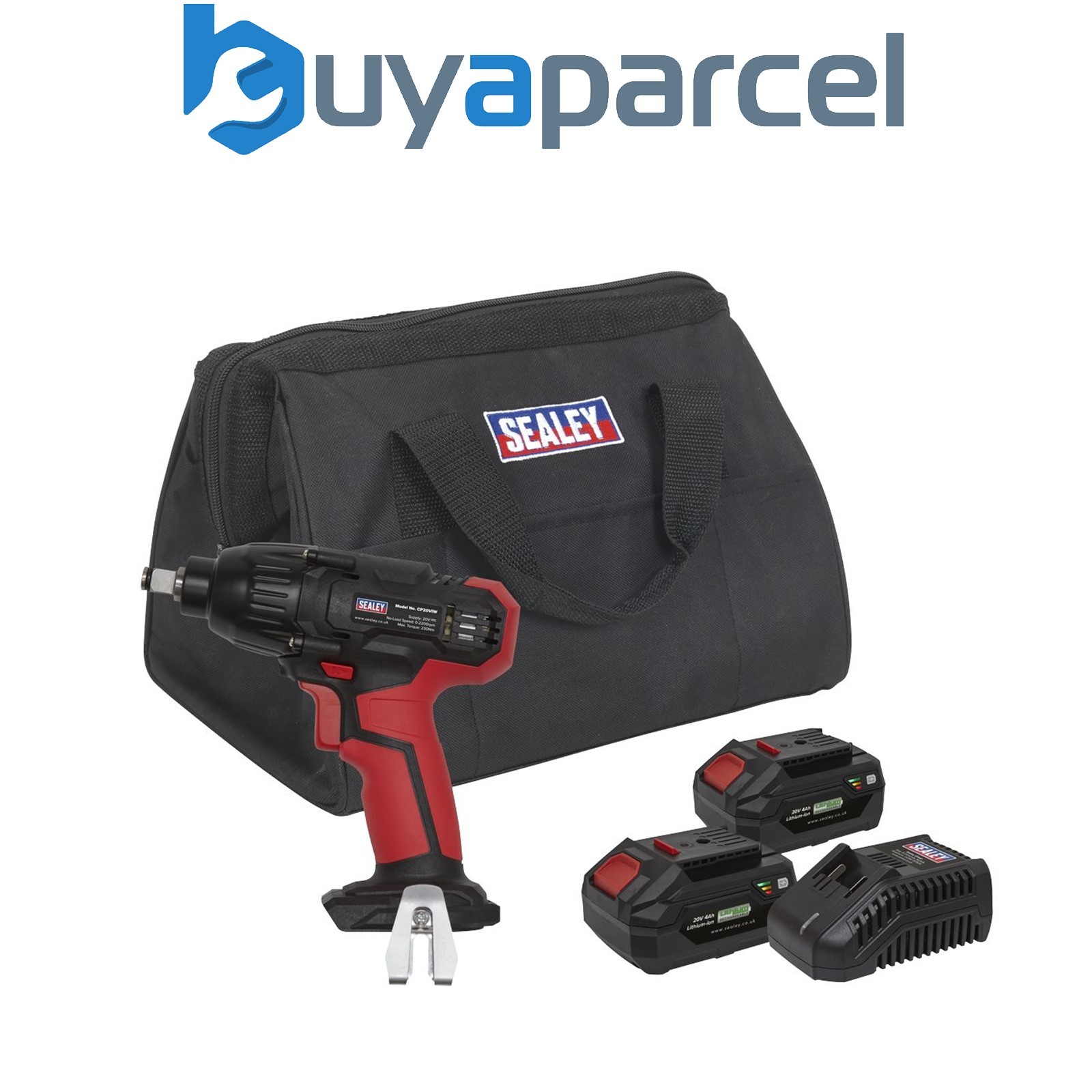 Sealey CP20VIWKIT SV20 Series 1/2"Sq Drive Impact Wrench Kit 20V 4Ah - 2 Batteri