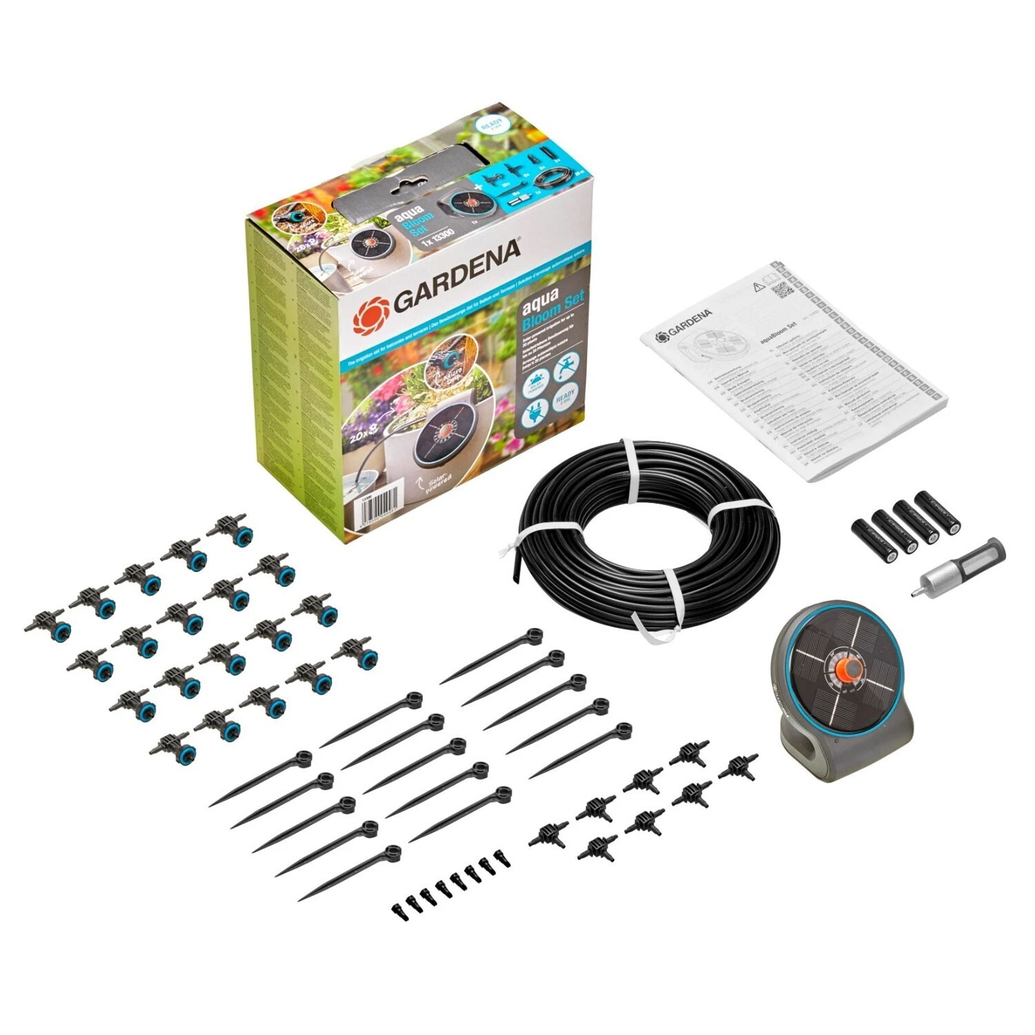 Gardena AquaBloom Solar Automatic Watering System for 20 Plants Grey Black