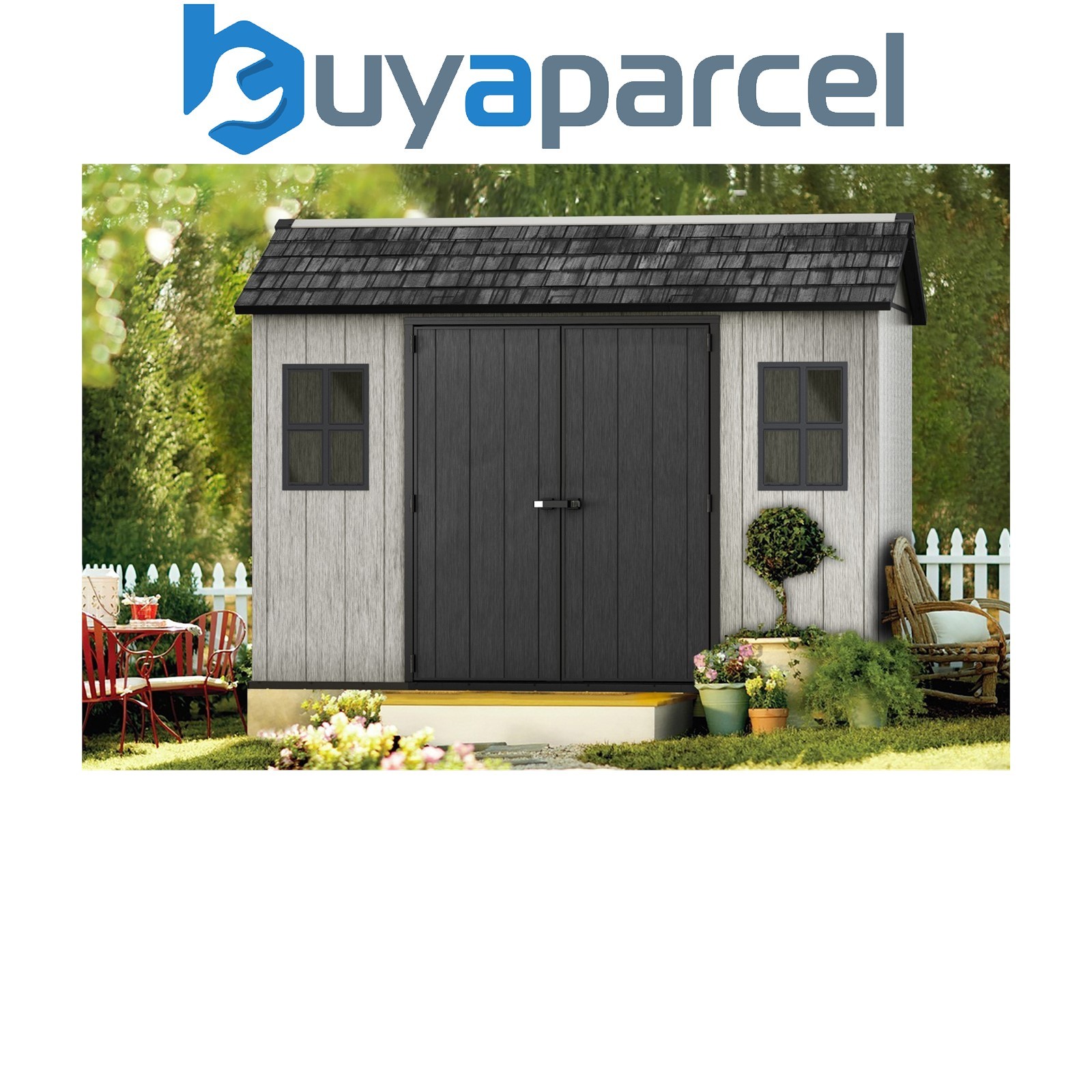 Keter Oakland 1175 Composite Garden 11ft x 7ft Shed Outdoor Storage Grey Resin