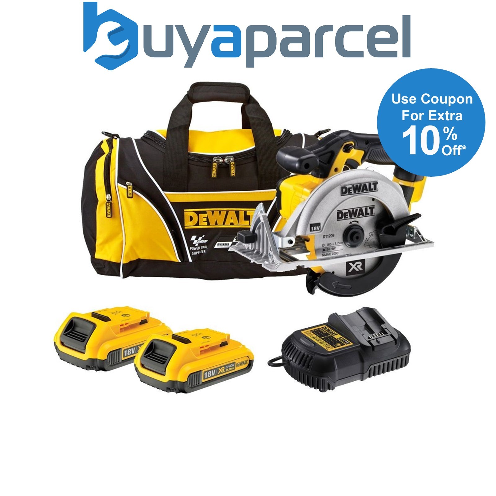 DeWalt DCS391D2 18v Heavy Duty XR Circular Saw + 2 x 2.0ah, Charger + Bag