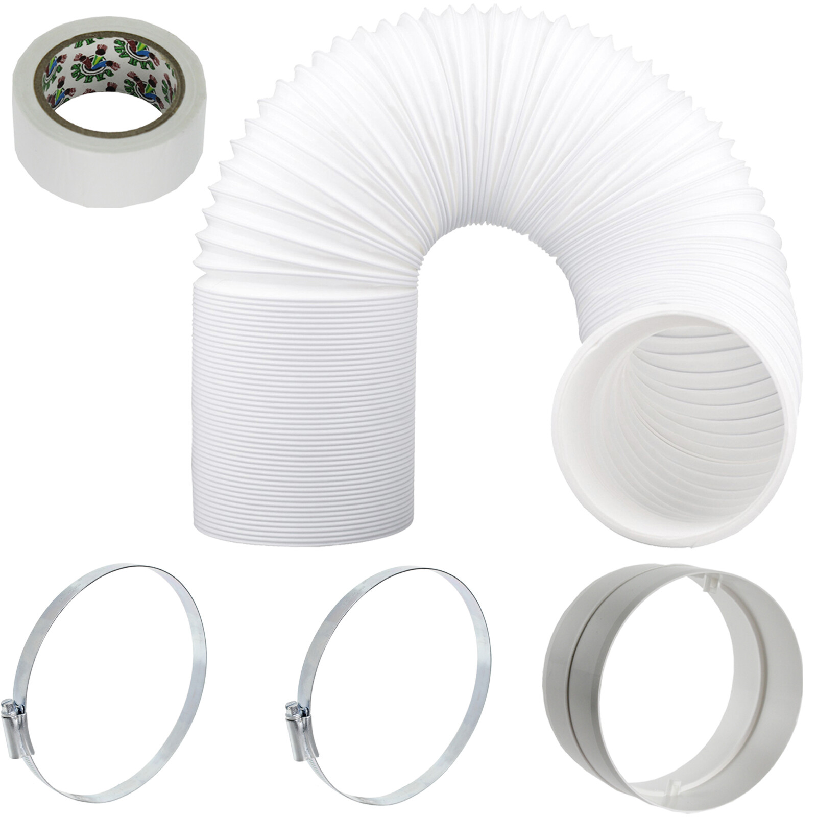 UNIVERSAL Hose Pipe Vent PVC Extension Kit 6m 5" 125mm for Cooker Hood Extractor