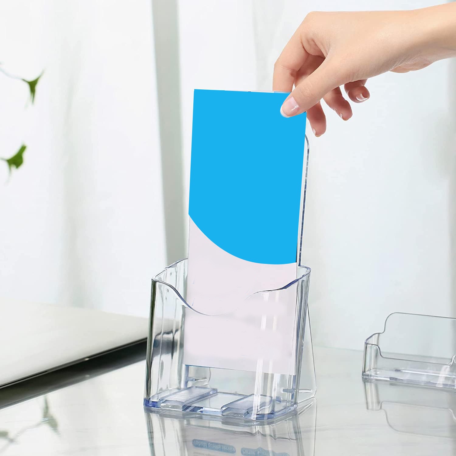 Acrylic Brochure Holder, 6 Pack Trifold 4 Inches Wide Pamphlet Holder Wall5302