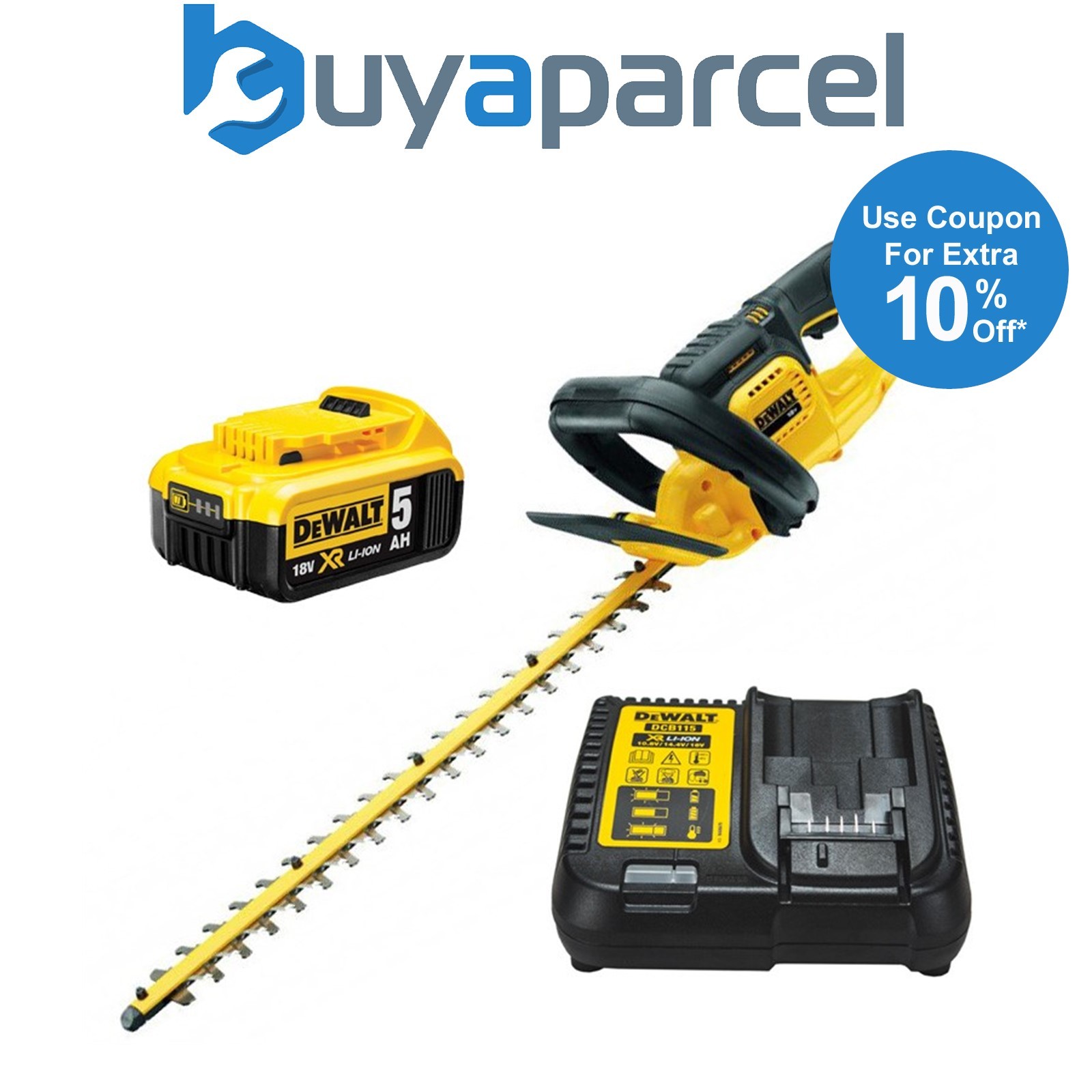Dewalt DCM563P1 18v Cordless Hedge Trimmer Cutter + 1 x 5.0ah Battery + Charger