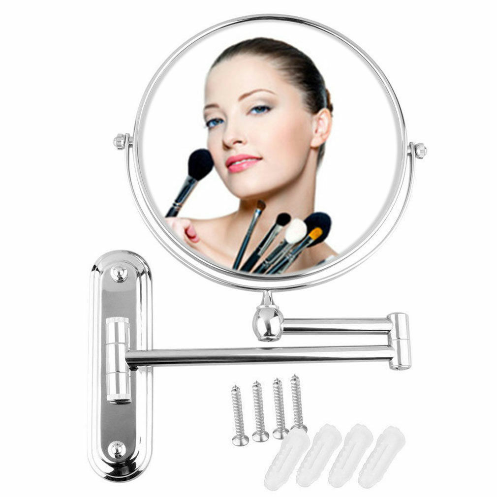 Saving Space Magnifying Wall Mount Makeup Mirror Closeup Two Sides Home Bathroom