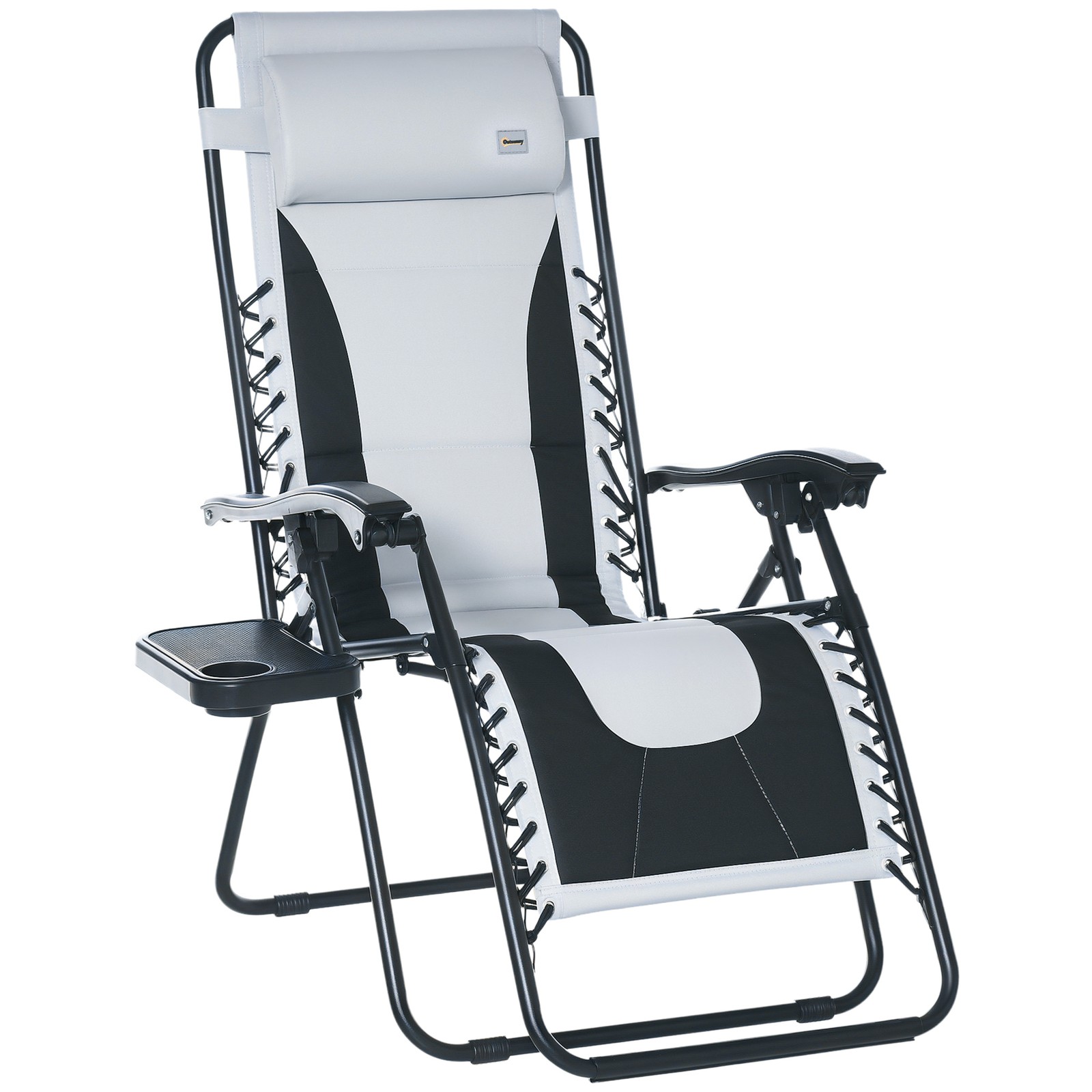 Outsunny Zero Gravity Lounger Folding Recliner Chair w/ Cup Holder Grey