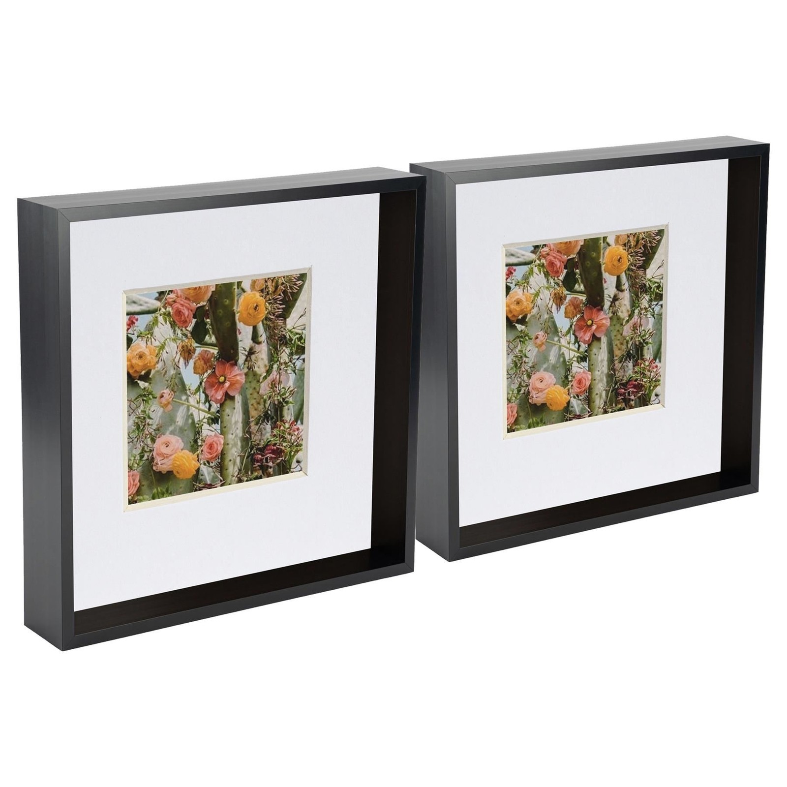 5x 3D Deep Box Photo Frames Display 10 x 10" with 6 x 6" Mount Black/White