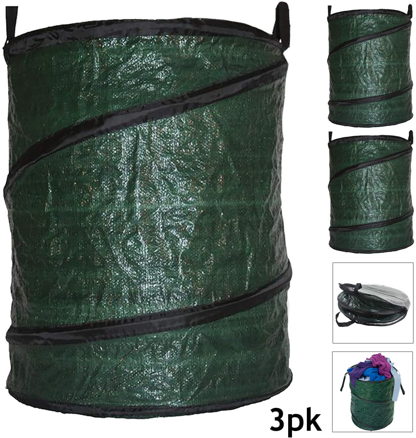 Laundry Basket Clothes Bag Washing Hamper Large Collapsible Carry Handles 90L x3