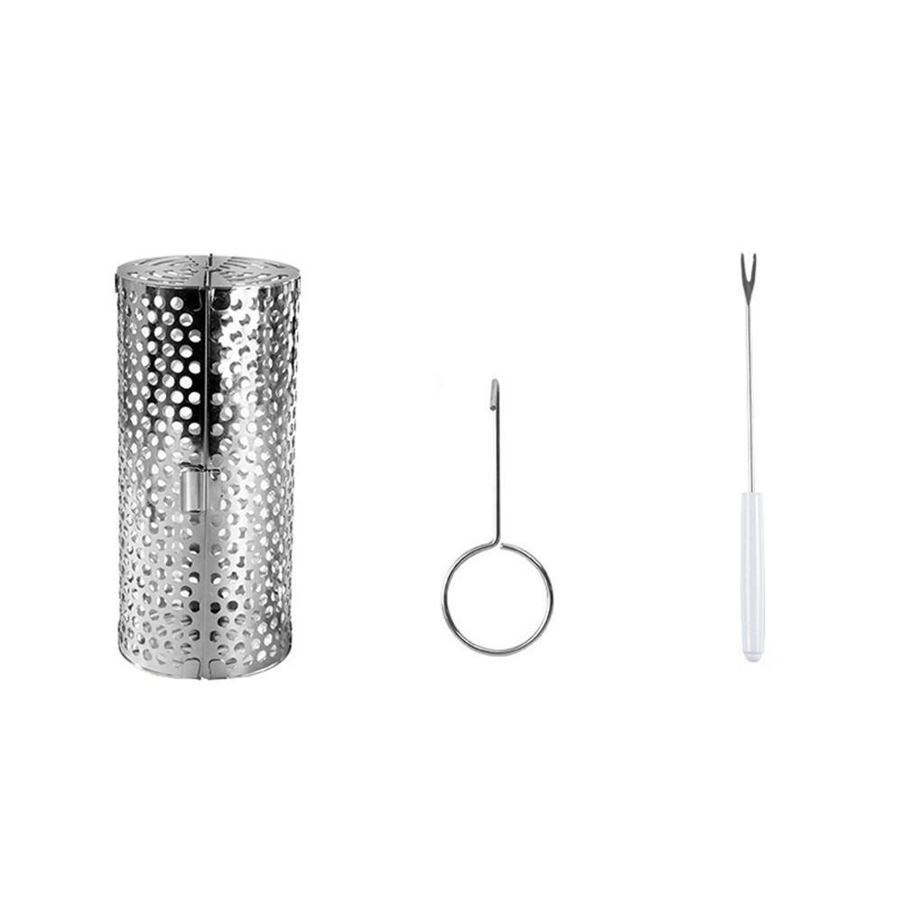 3X(Open Barbecue Rolling Grill Basket BBQ Net Tube Grill Basket Grid Open8668