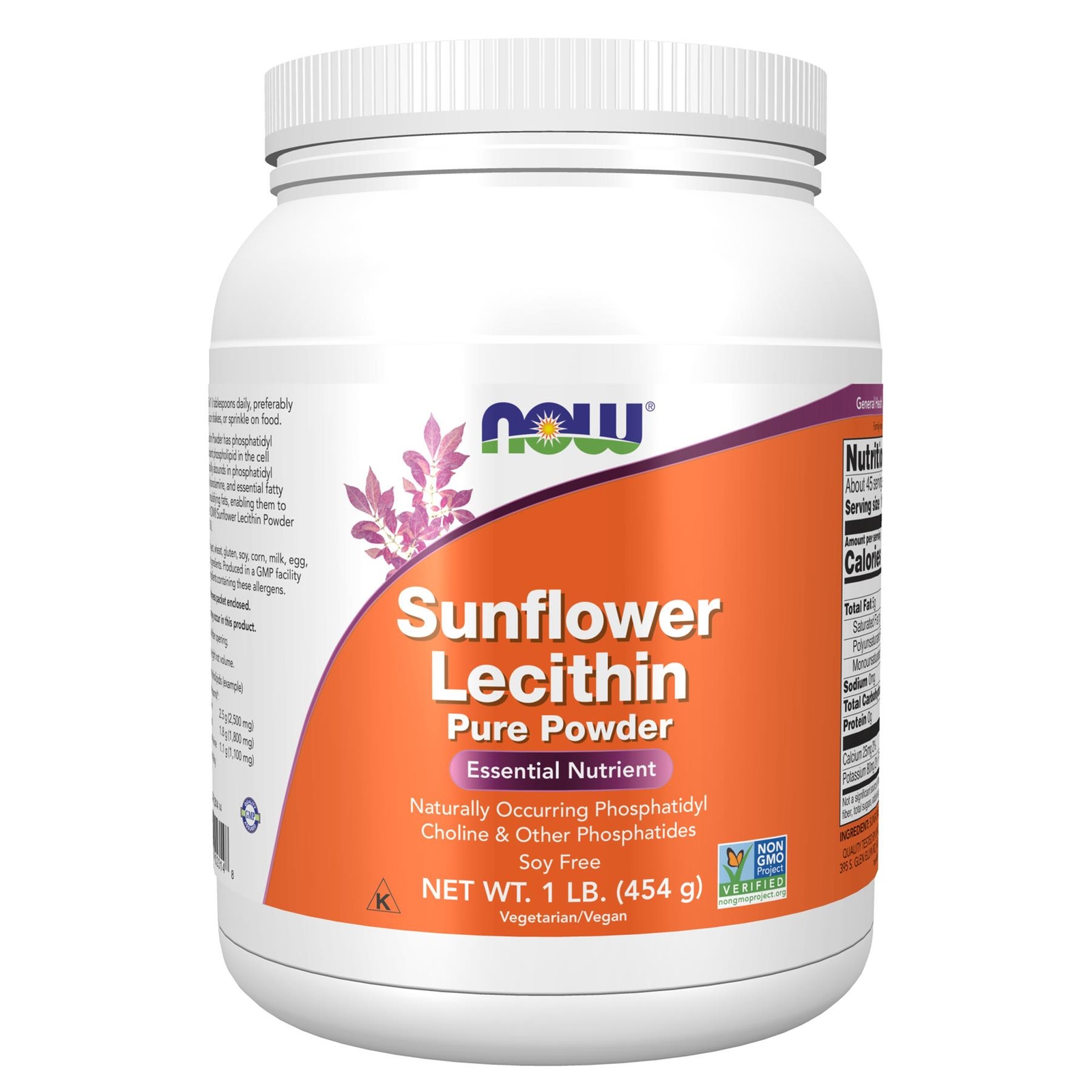 NOW Foods Sunflower Lecithin Pure Powder 1Ib Essential Nutrient Cellular Health