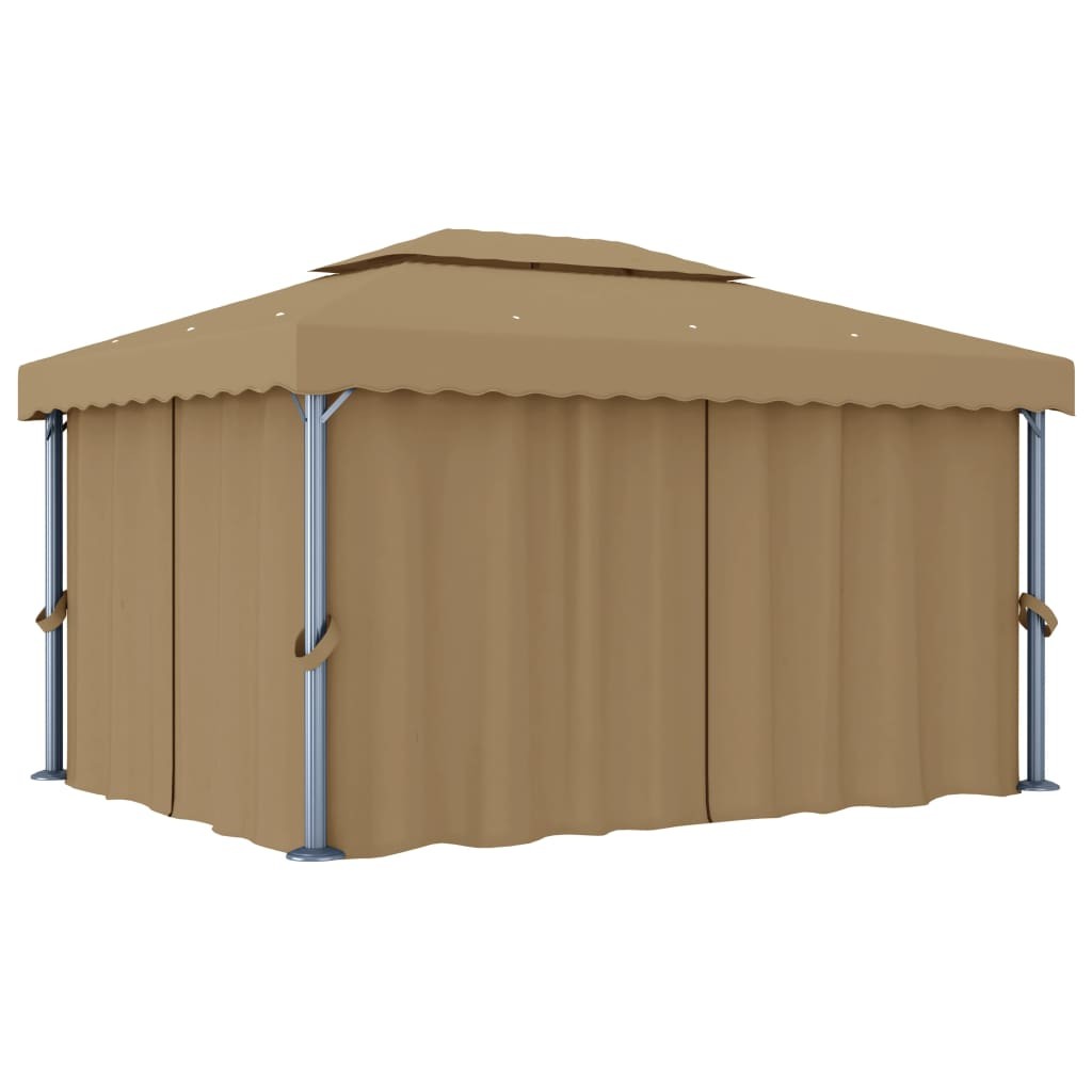Gazebo with Curtain 4x3 m Taupe Aluminium Garden Canopy Shelter Marquee vidaXL