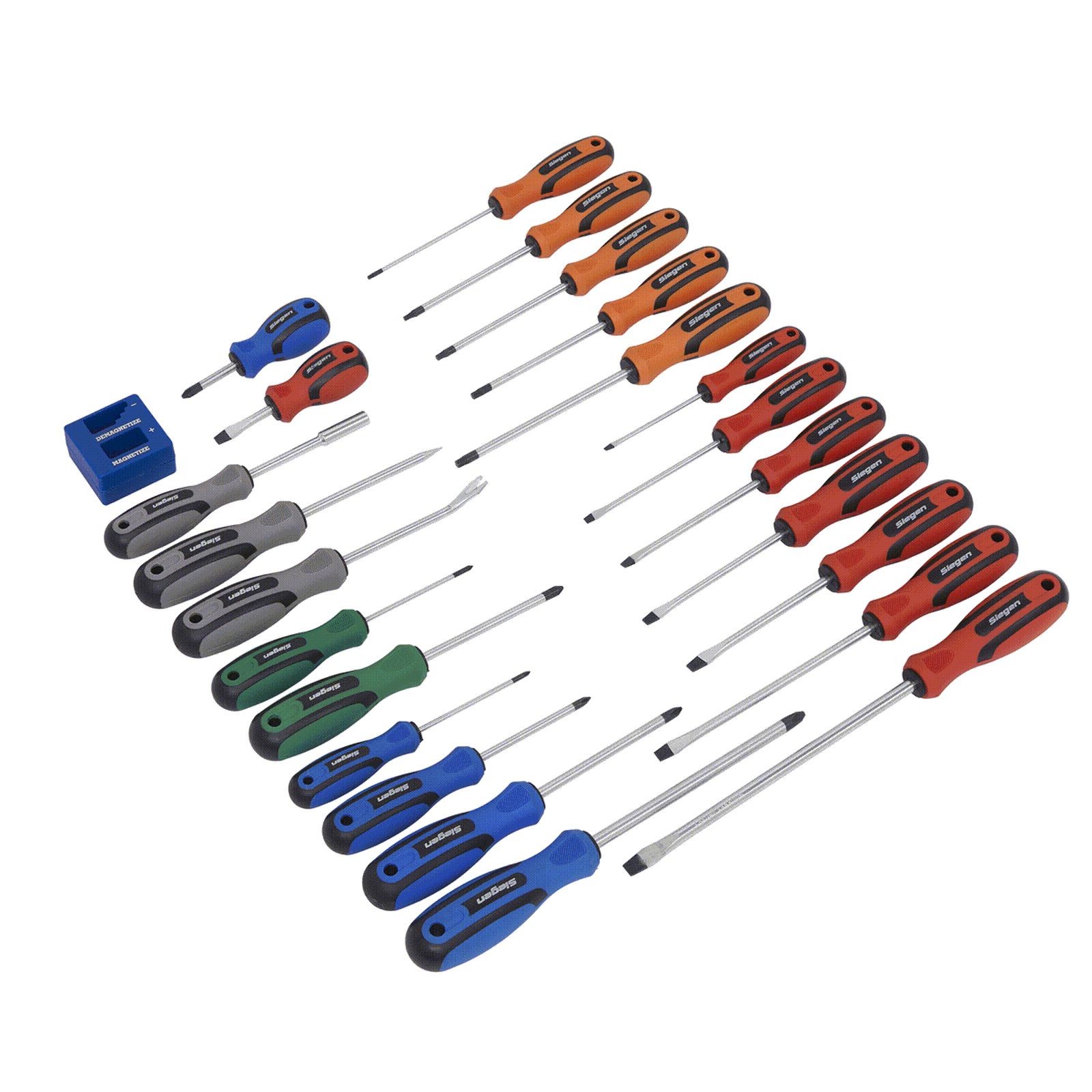 Sealey S0617 24 Piece Soft Grip Magnetized Screwdriver Set Demagnetizer