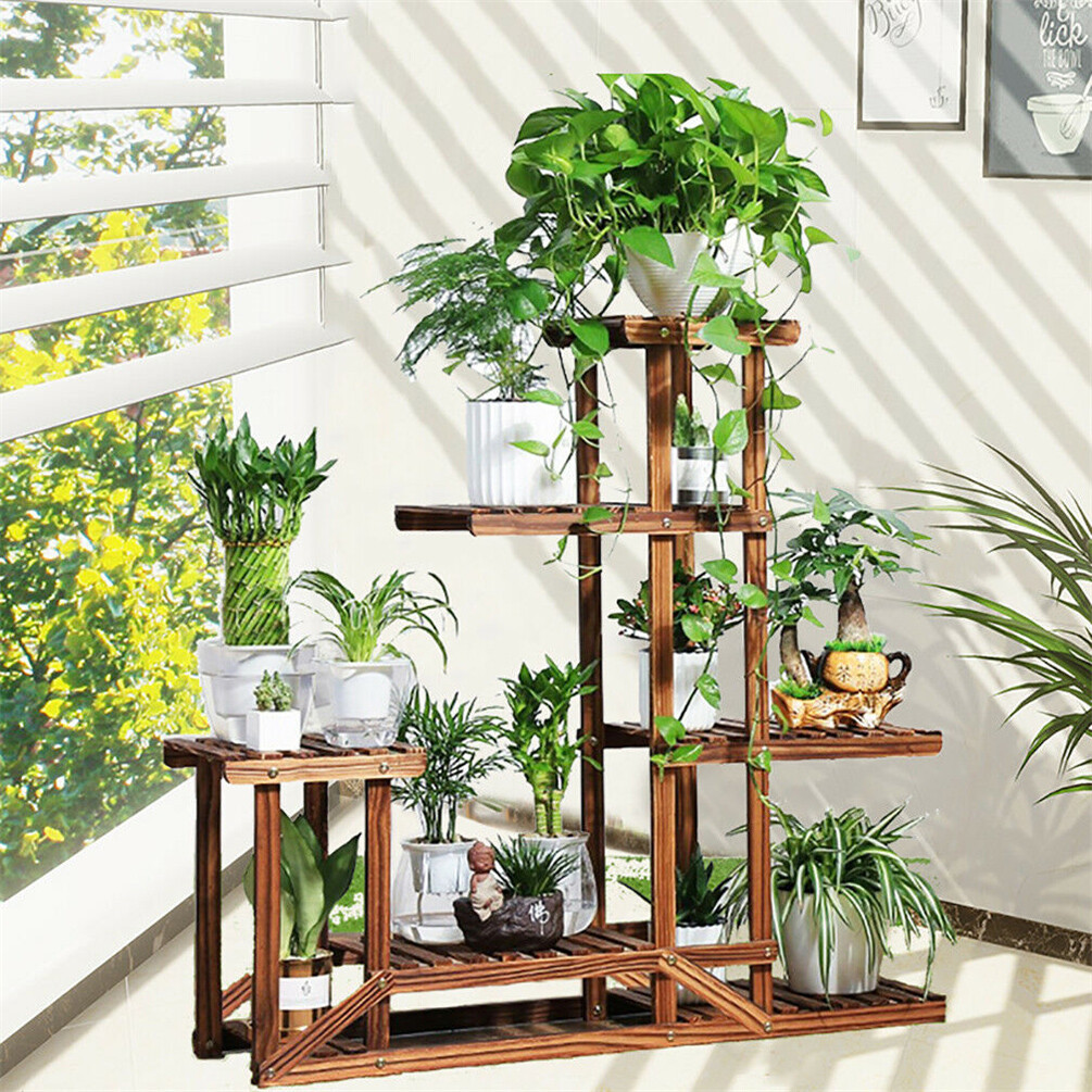 Stable Multi Tier Garden Plant Stand Bookcase Bamboo Wood Metal Various 60 Style