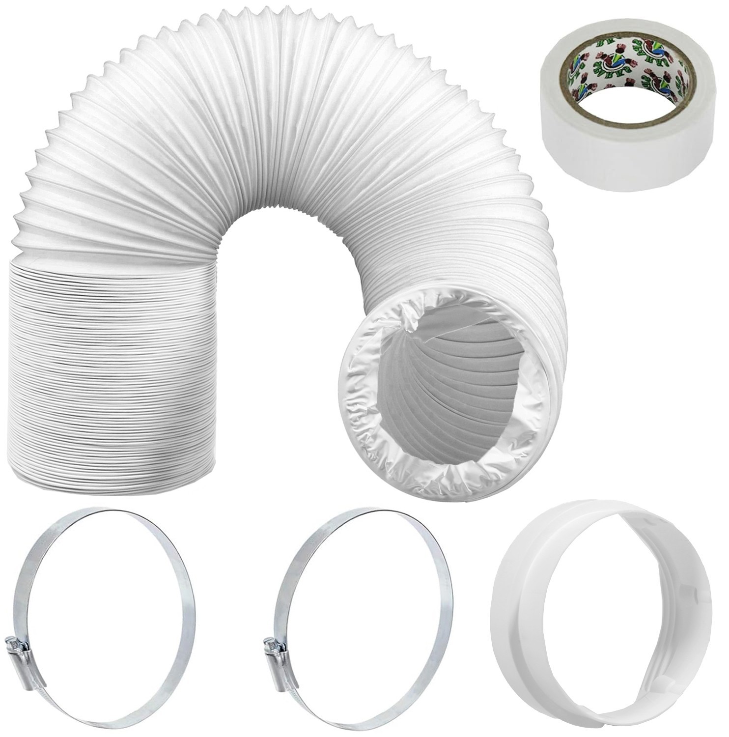 Air Conditioner Hose 10m 5" Vent Extension PVC Duct Pipe Kit + Clips UNIVERSAL