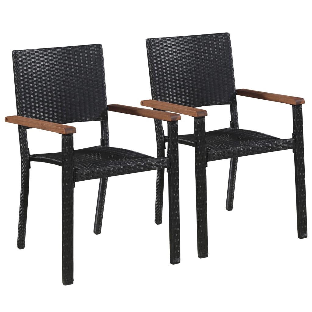 2x Outdoor Dining Chairs Poly Rattan Black Garden Patio Furniture Seat vidaXL