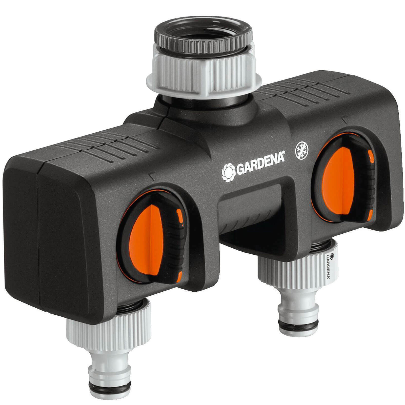 Gardena ORIGINAL Dual Output Threaded Tap Hose Pipe Connector 21 & 26.5mm