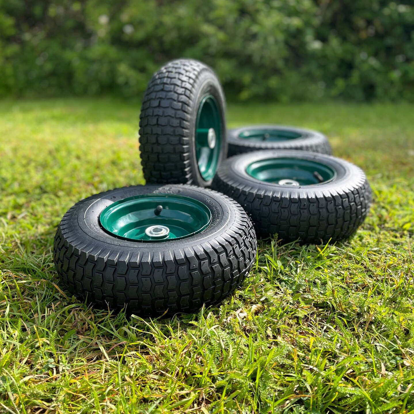 4 x Garden Trolley Wheels Replacement Spare Tyre Pneumatic Metal Rim (12"- 30cm)