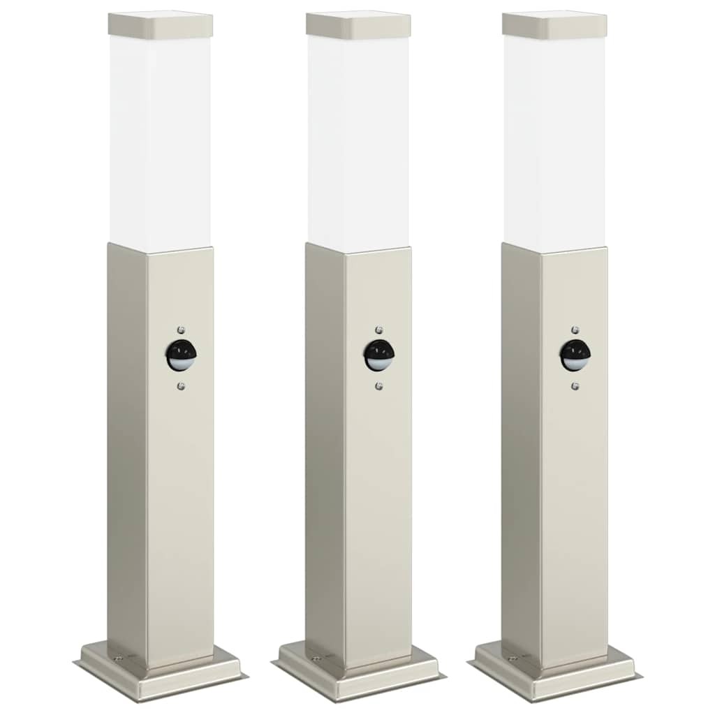 Bollard Lights with Sensor 3 pcs 50 cm Stainless Steel IP44 vidaXL