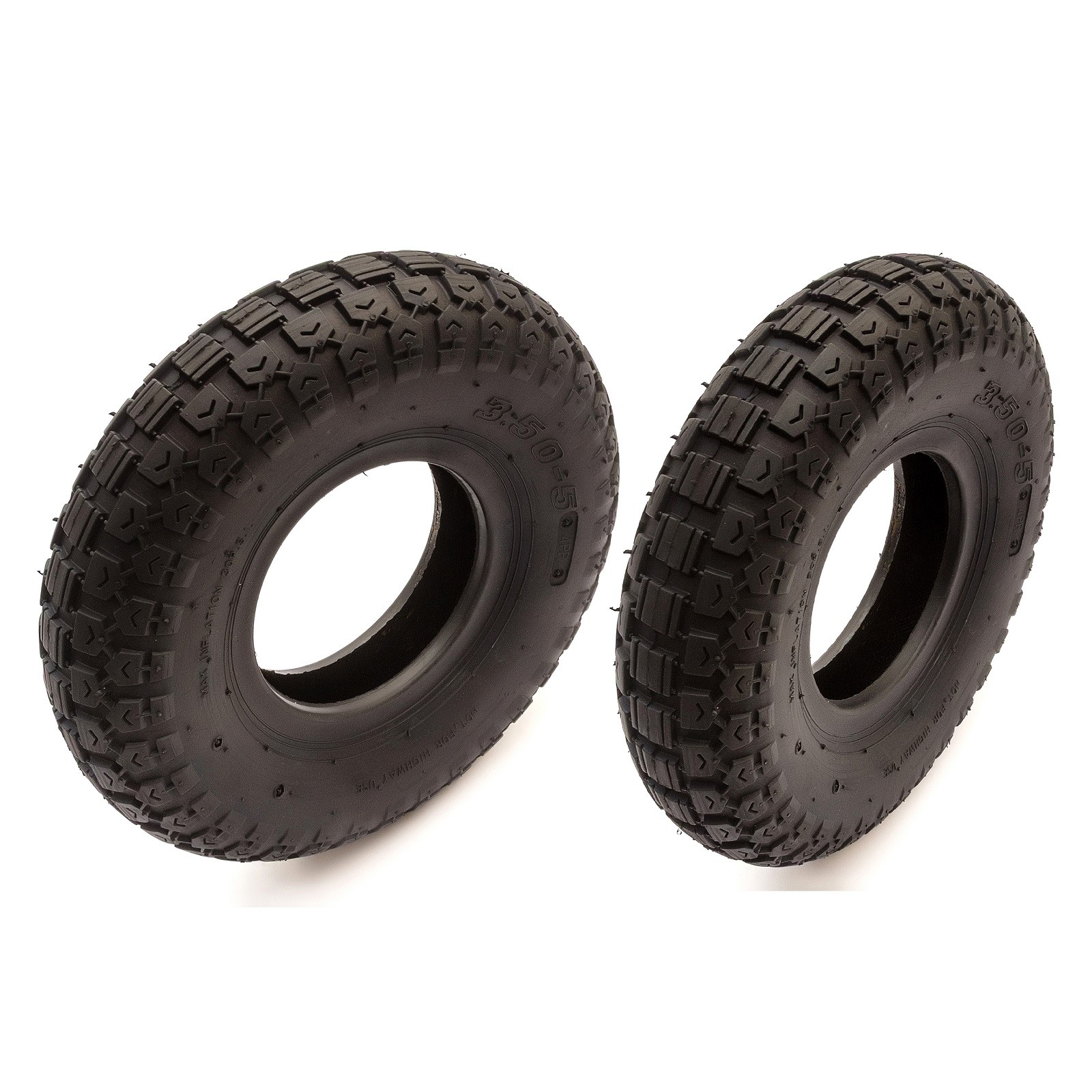 2x Heavy Duty Tyre 3.50-5 4 Ply Black Block Tread 5 Inch Wheel Mobility Scooter