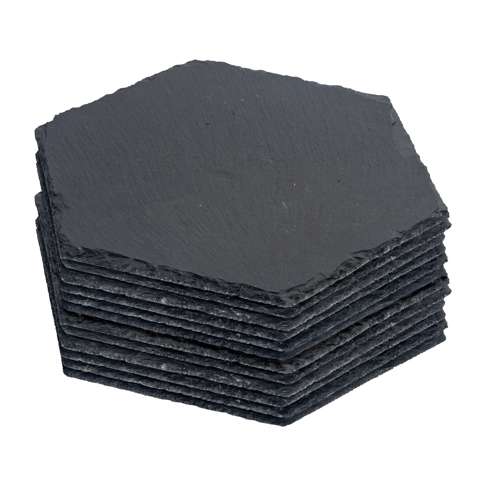 12x Hexagon Slate Placemats 30cm x 26cm Natural Dining Table Place Mats Set